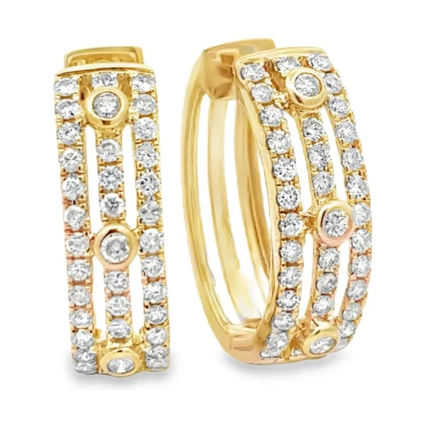 Multi Row Diamond Huggie Earrings