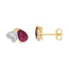 Pear Ruby Diamond Earrings