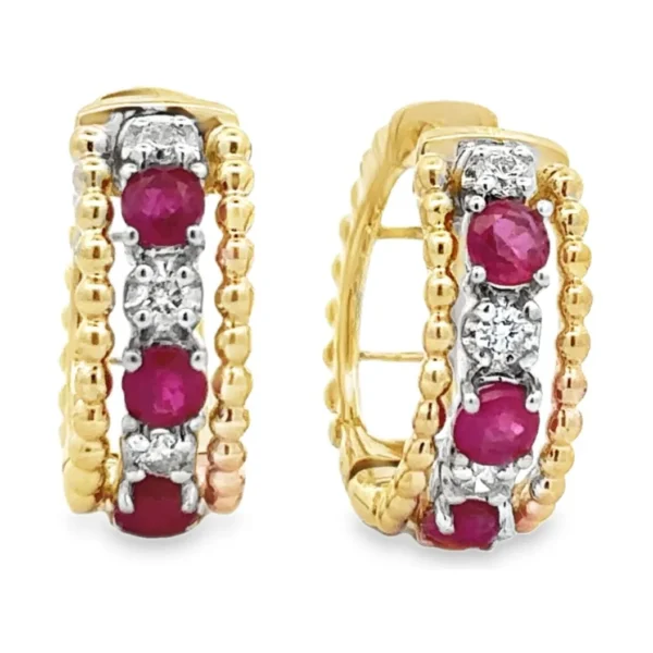 Ruby Diamond Hoop Earrings