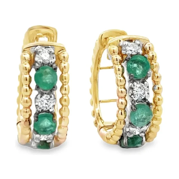 Emerald Diamond Hoop Earrings