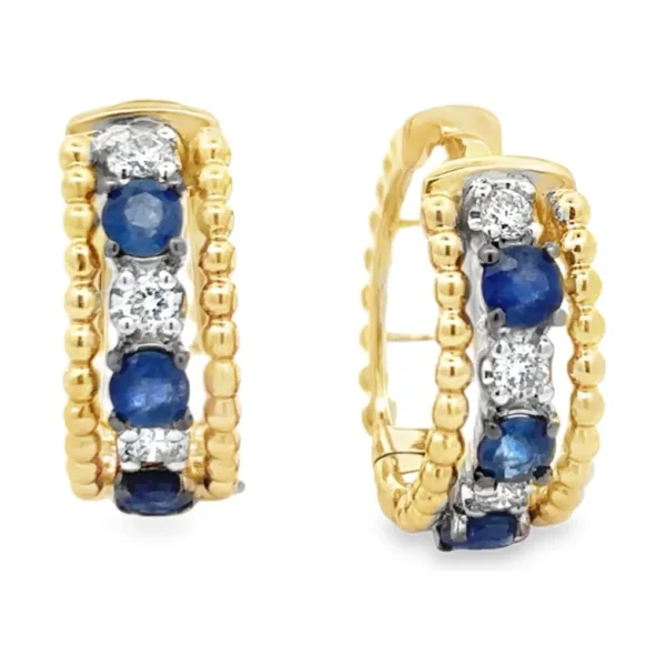 Sapphire Diamond Huggie Earrings