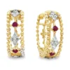 Beaded Ruby Diamond Earrings