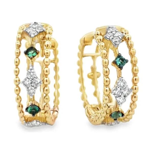 Emerald Diamond Hoop Earrings