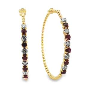 Ruby Diamond Hoop Earrings