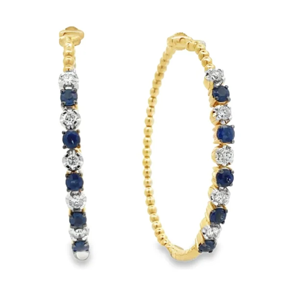 Sapphire Diamond Hoop Earrings