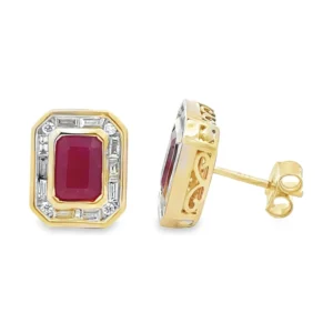 Emerald Cut Ruby Earrings