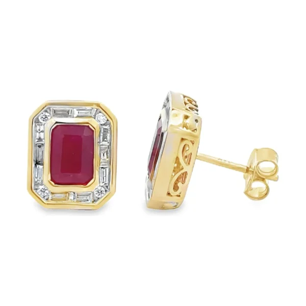 Emerald Cut Ruby Earrings