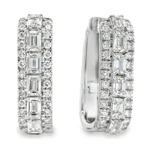 Emerald Cut Diamond Huggies
