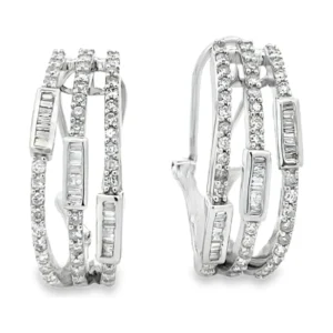 Triple Row Diamond Earrings