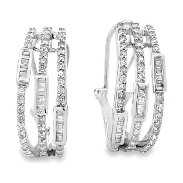 Triple Row Diamond Earrings