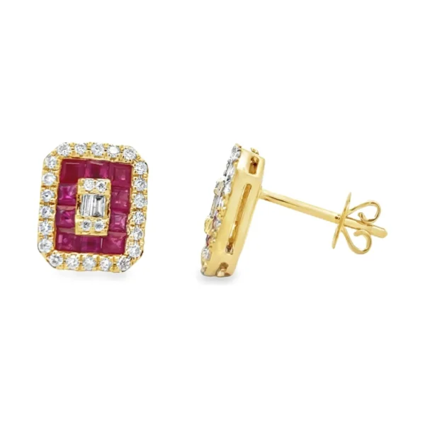 Ruby Halo Stud Earrings