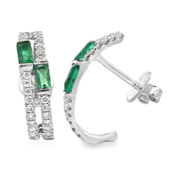 Emerald Diamond Hoop Earrings
