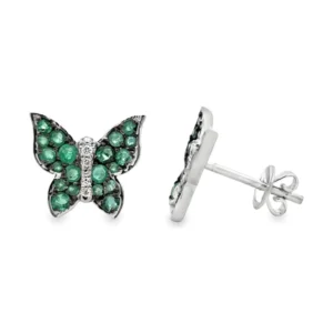 Emerald Butterfly Stud Earrings