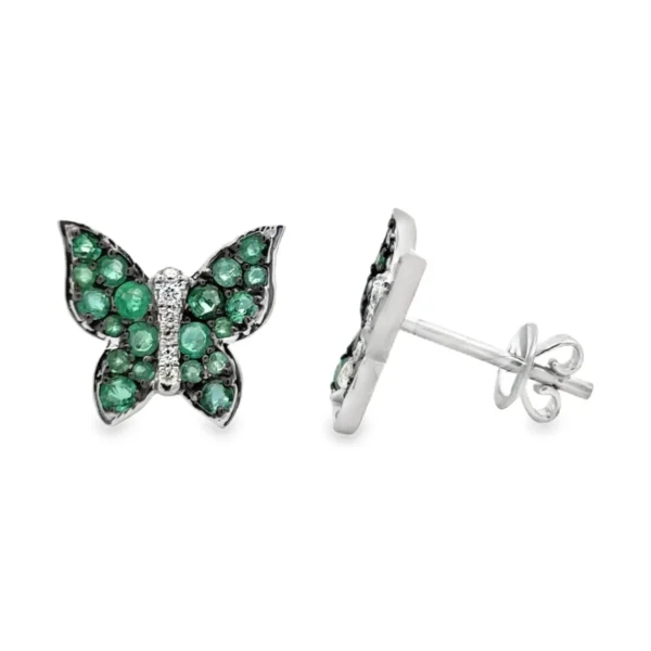 Emerald Butterfly Stud Earrings