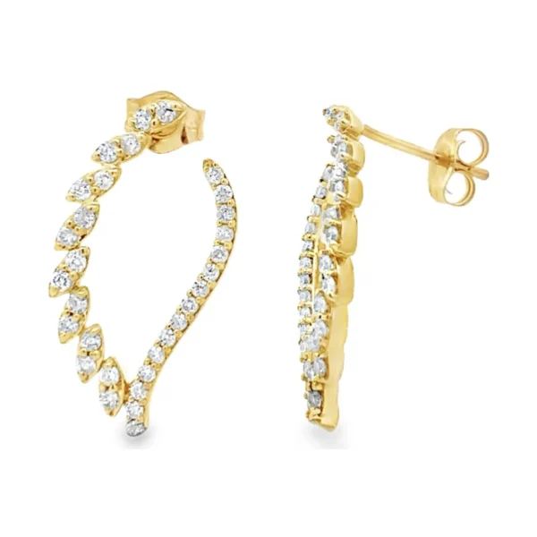 Curved Diamond Stud Earrings