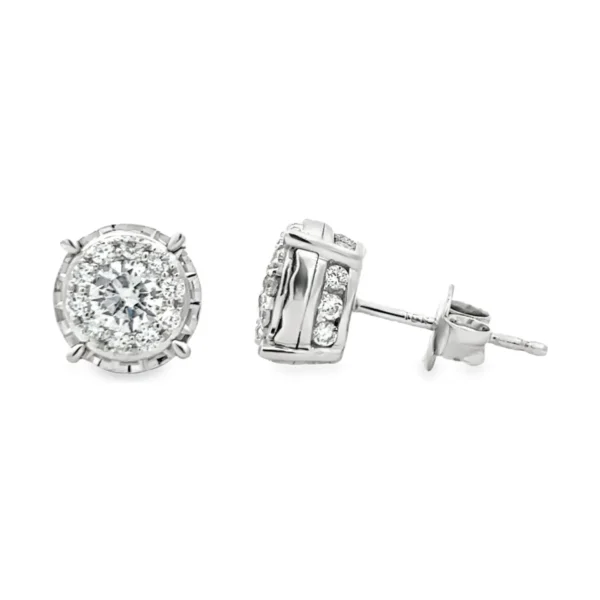 Round Cluster Diamond Earrings