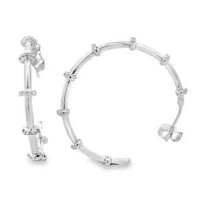 Diamond Station Hoop Earrings