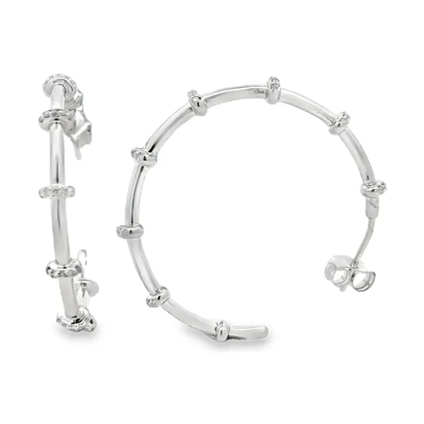 Diamond Station Hoop Earrings