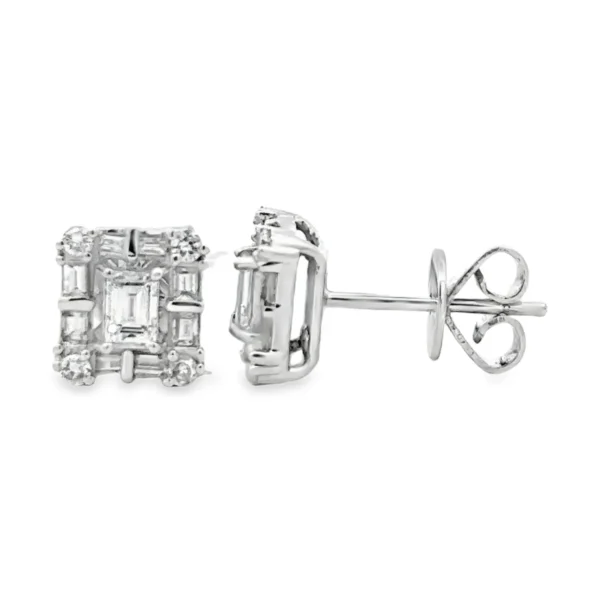 Emerald Diamond Stud Earrings