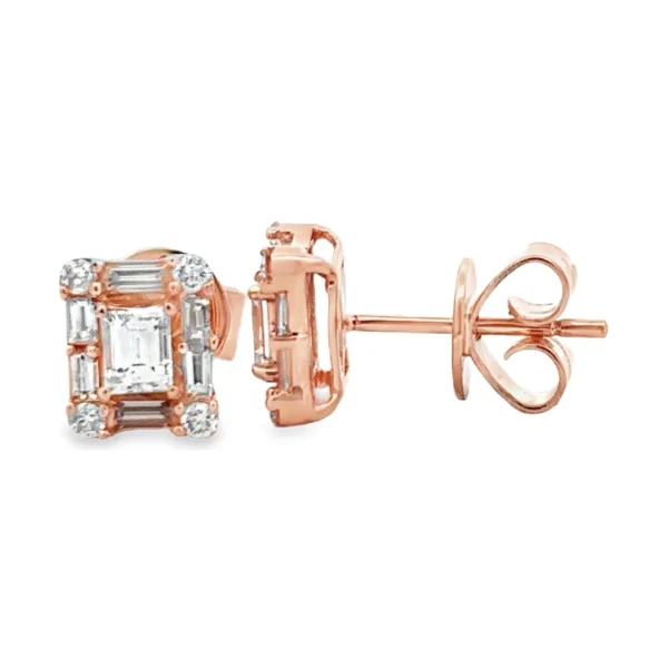 Emerald Diamond Stud Earrings