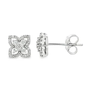 Floral Diamond Stud Earrings