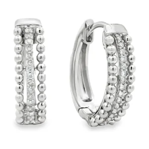 Beaded Diamond Huggie Earrings
