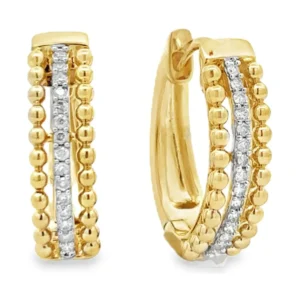 Beaded Diamond Hoop Earrings