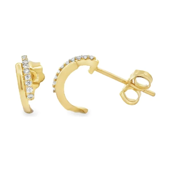 Diamond Curved Huggie Earrings