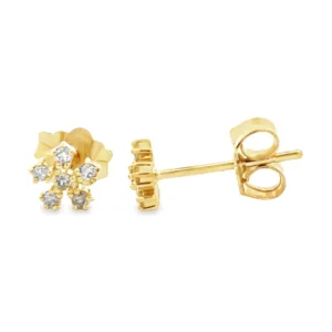 Diamond Flower Stud Earrings