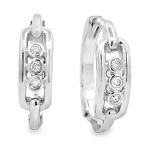 Diamond Link Huggie Earrings
