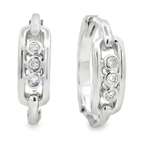 Diamond Link Huggie Earrings