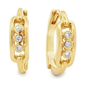 Diamond Link Huggie Earrings