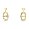 Diamond Oval Link Earrings