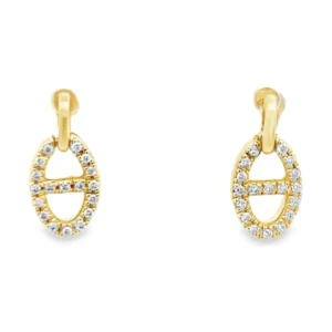 Diamond Oval Link Earrings