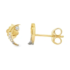 Crescent Diamond Stud Earrings