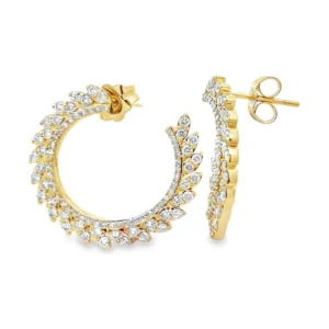 Diamond Leaf Hoop Earrings