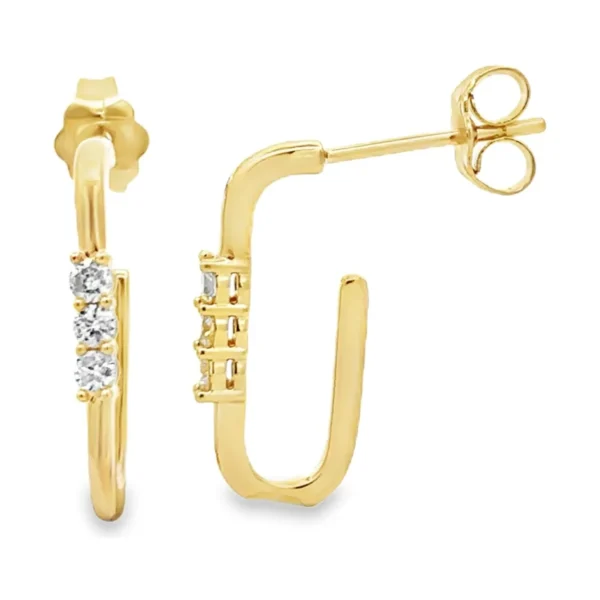 Rectangular Diamond Hoop Earrings