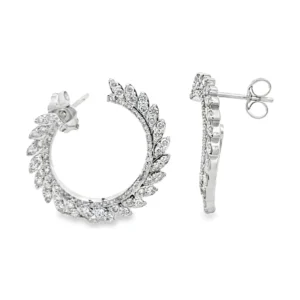 Feathered Diamond Hoop Earrings
