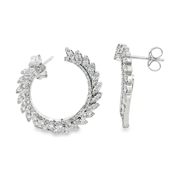 Feathered Diamond Hoop Earrings