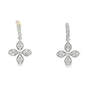 Floral Diamond Dangle Earrings