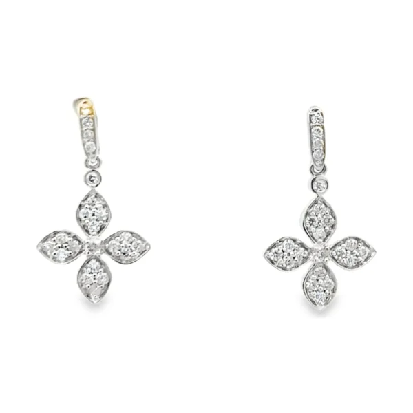 Floral Diamond Dangle Earrings