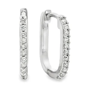 Diamond Oval Hoop Earrings