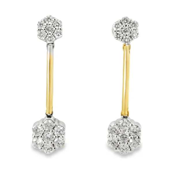 Cluster Diamond Dangle Earrings