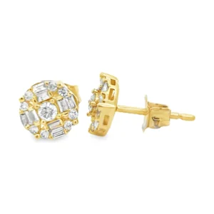 Round Diamond Cluster Earrings