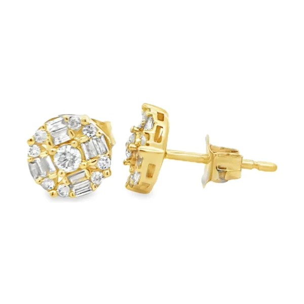 Round Diamond Cluster Earrings