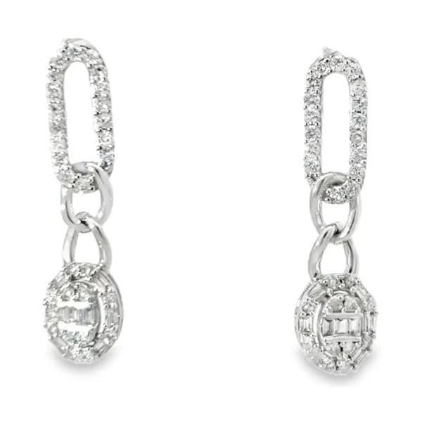 Diamond Oval Dangle Earrings