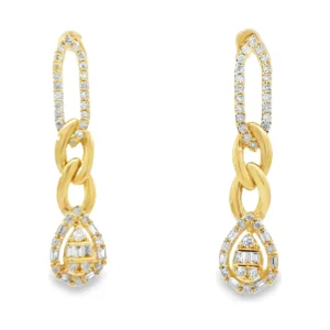Diamond Link Dangle Earrings
