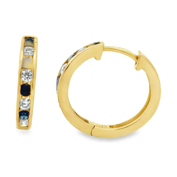 Gemstone Diamond Hoop Earrings