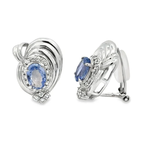 Oval Blue Gemstone Earrings