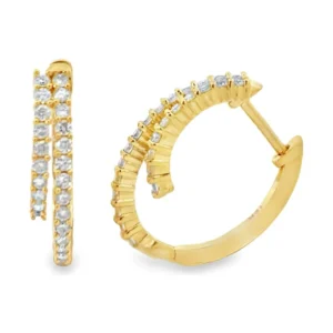 Double Row Diamond Hoop Earrings